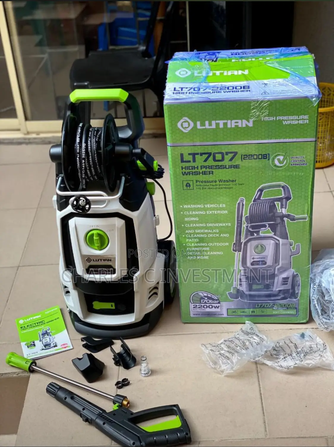 Lutian Lt707 Electric High Pressure Washer 2200w 170bar