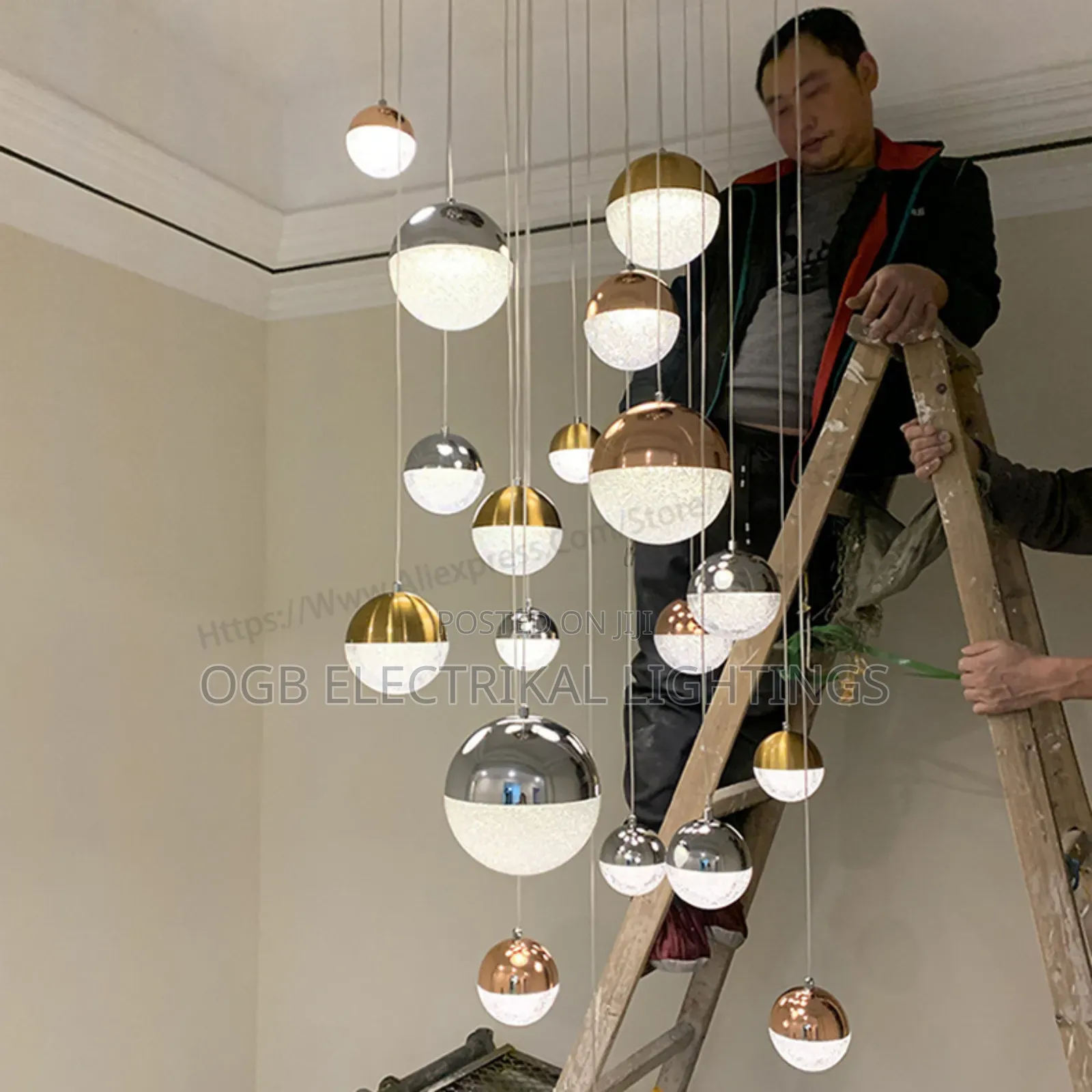 Staircase Crystal Ball  Chandelier