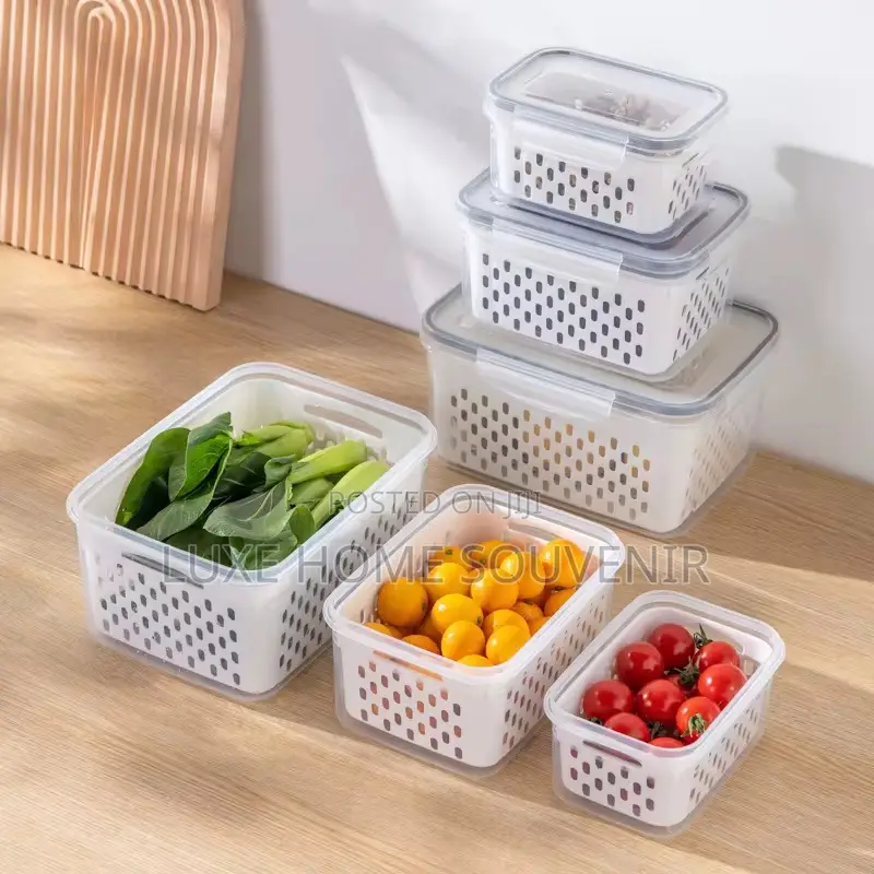 3 in 1 Refrigerator Storage Container With Drain Basket