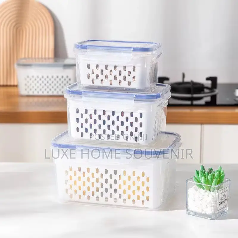 3 in 1 Refrigerator Storage Container With Drain Basket