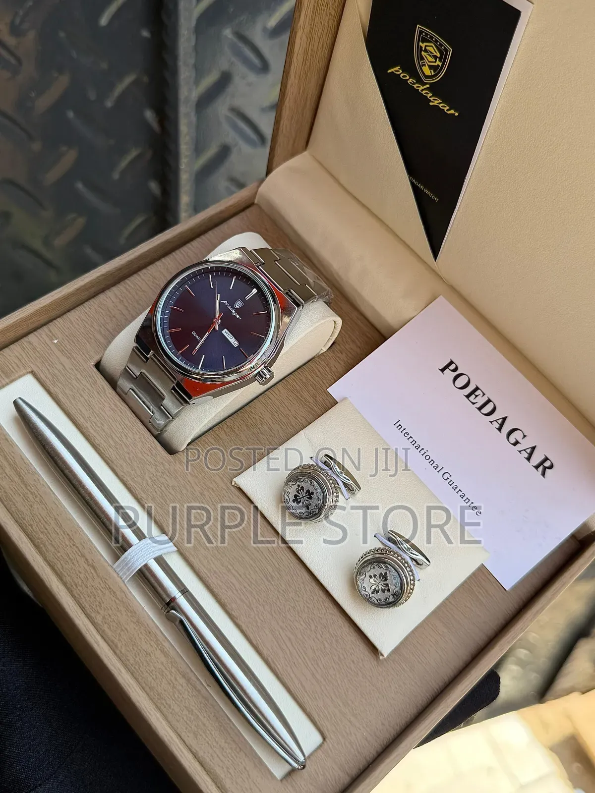 Poedagar Men's Watch, Cufflinks and Pen" Set