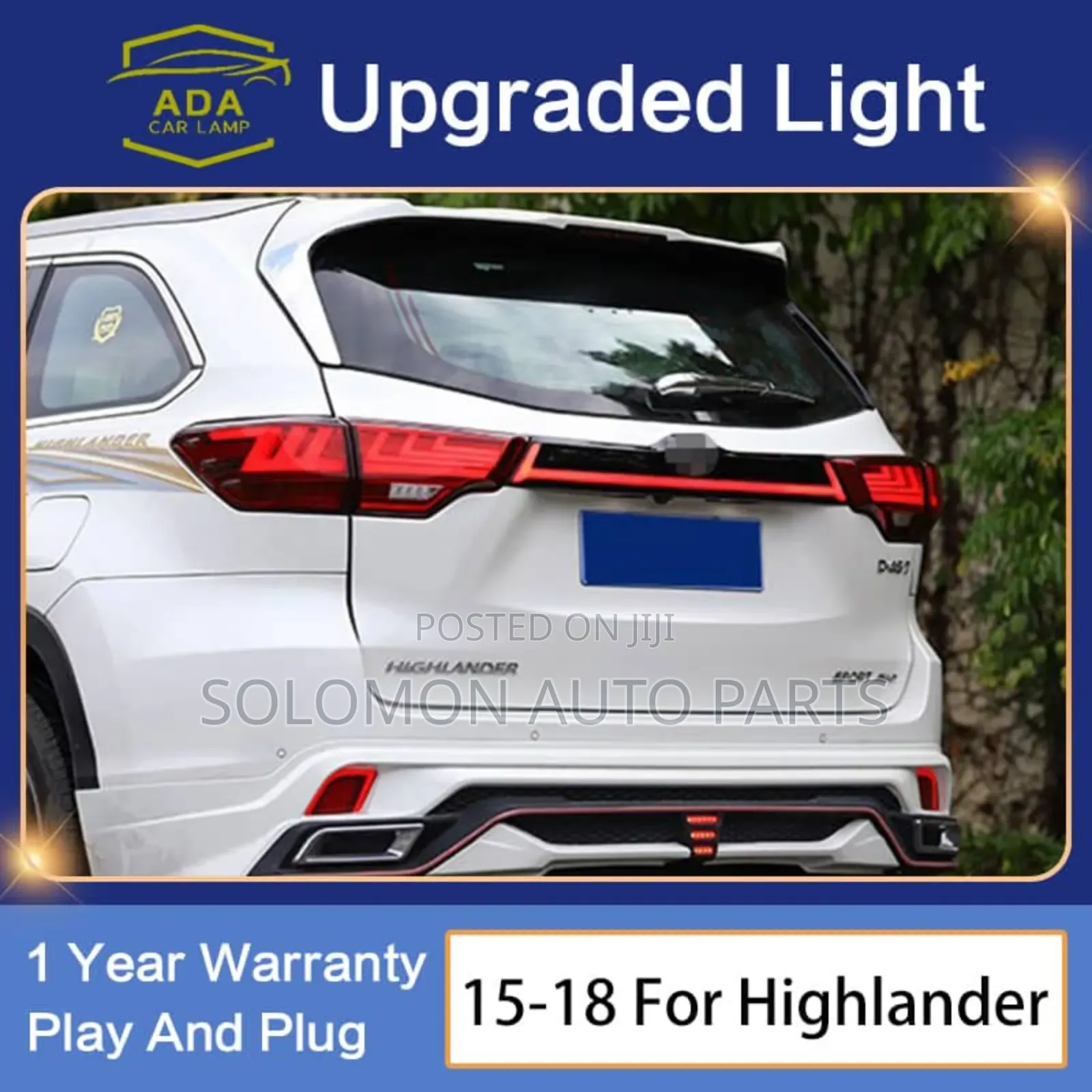 Highlander 2017 2018 2019 Headlamp/Headlight and Backlight/Tail Light