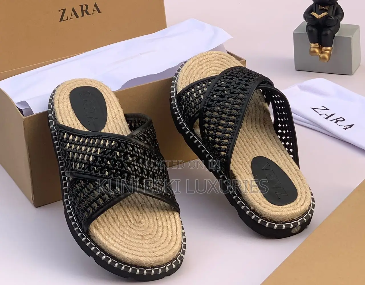 Original Zara Leather Espadrille Slippers In 2 Colorways
