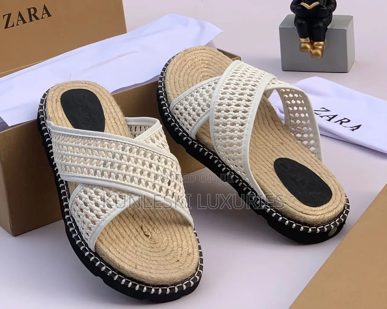 Original Zara Leather Espadrille Slippers In 2 Colorways