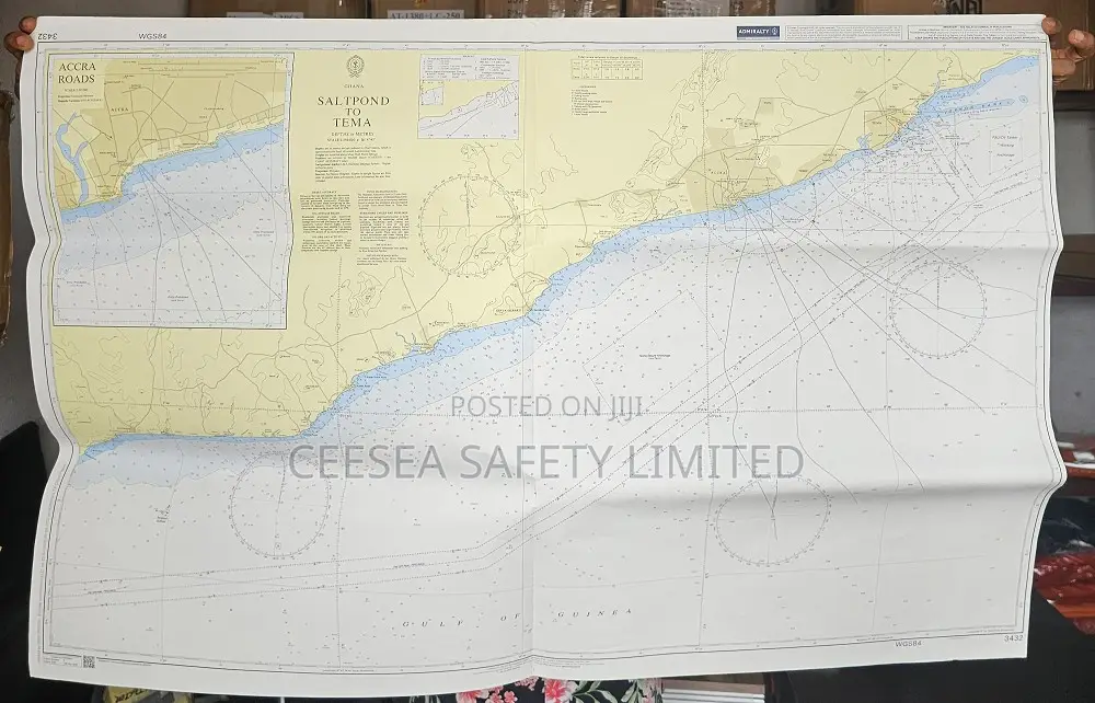 British Admiralty Nautical Chart 3432 Salt Pond To Tema