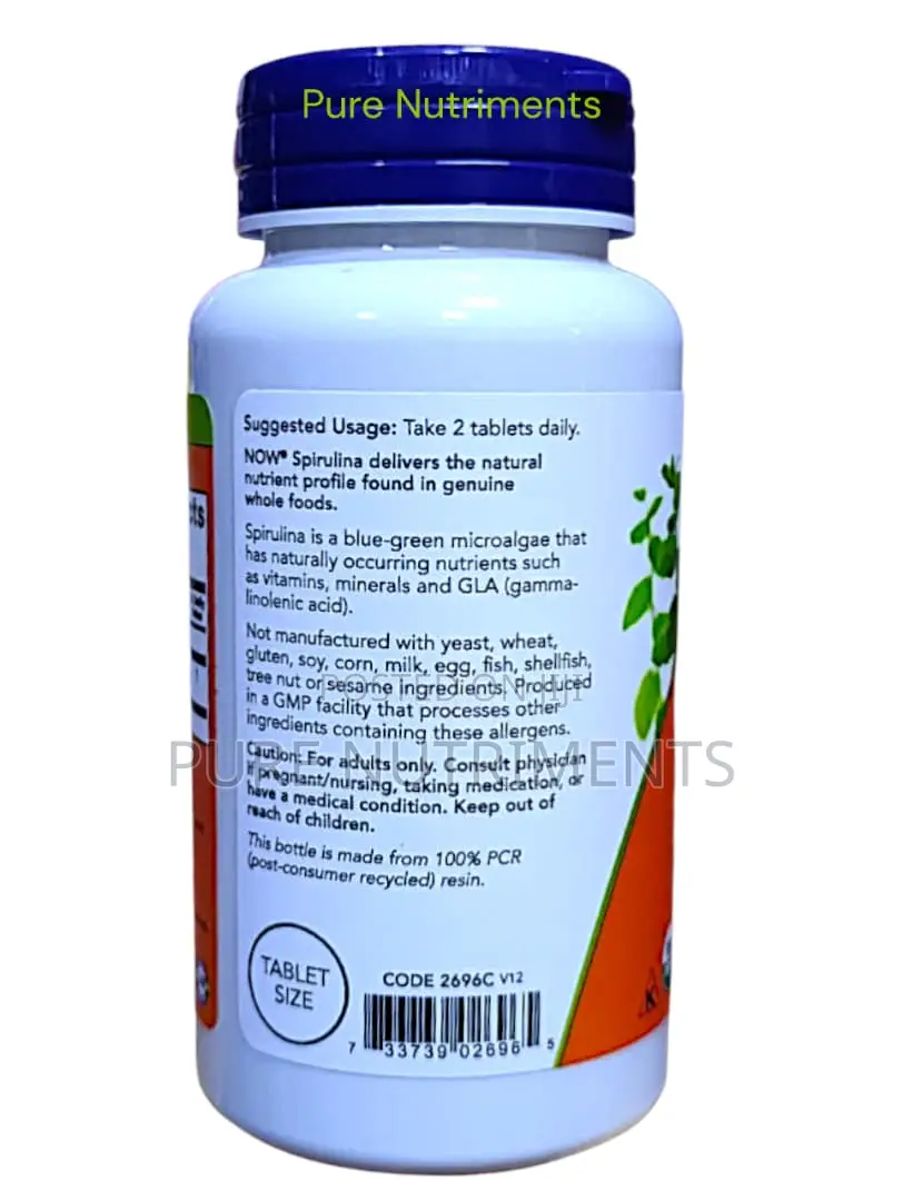 Now Certified Organic Spirulina 500mg 100 Tablets _ Energy Wellness