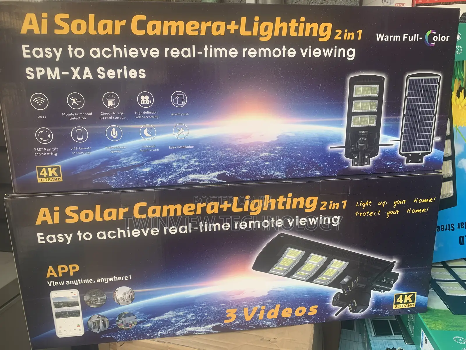 Solar Streetlight V380pro ()Ai PTZ 3lens Camera