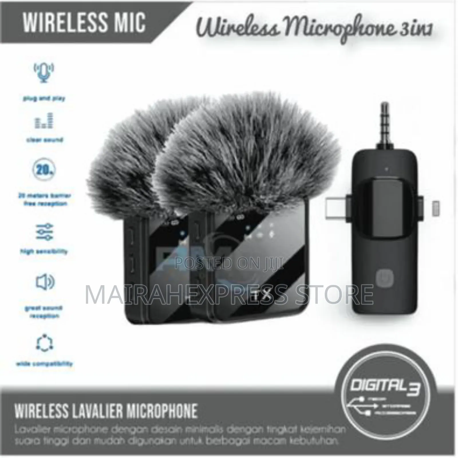 F11-2 3in1 Wireless Microphone, Noise Cancellation Wireless Mic