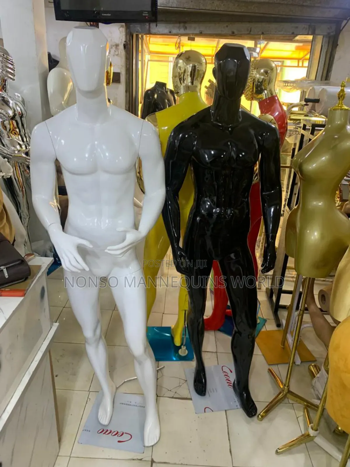 Square Head Male Glossy White Male Mannequins