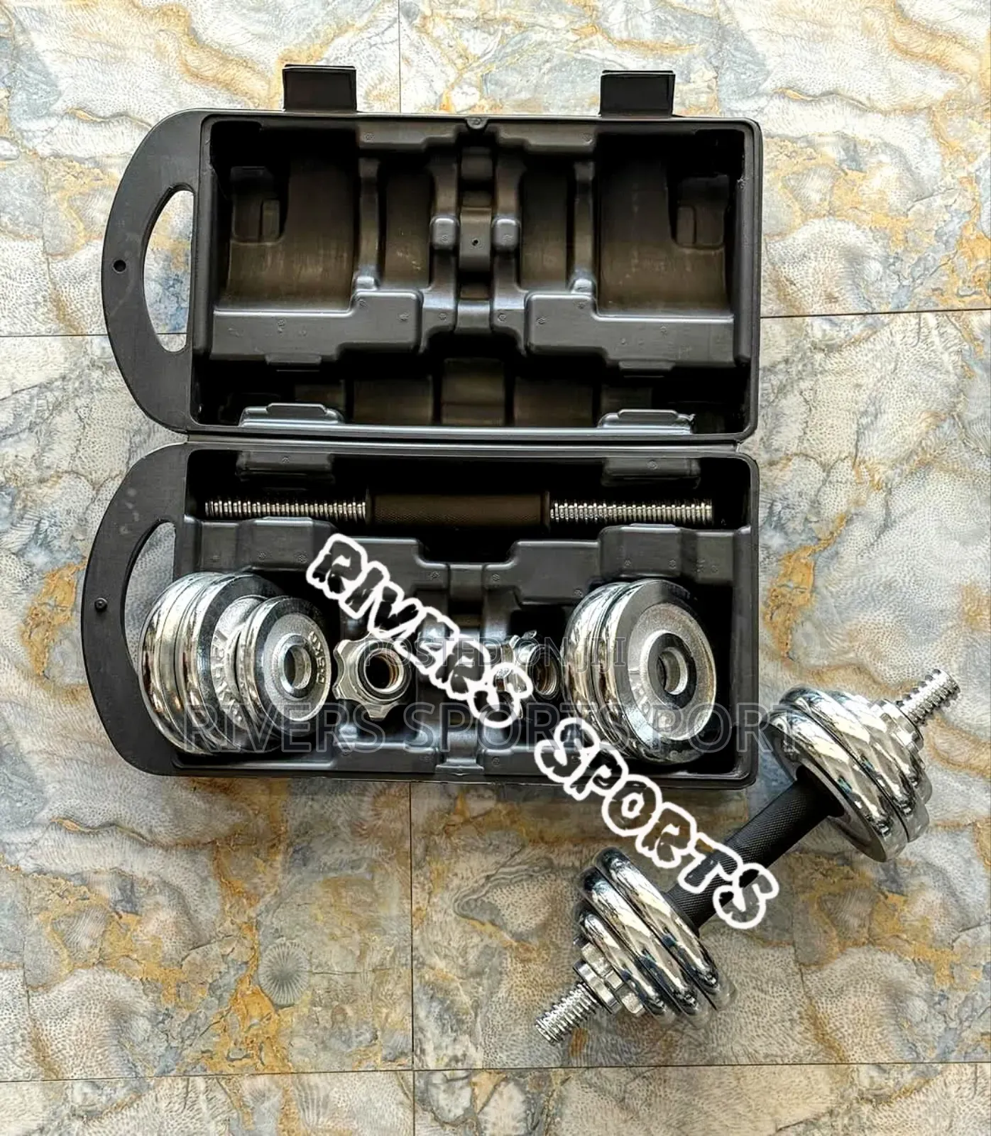 15kg Adjustable Chrome Dumbbell With Carry Case Box, Soft Grip Handles