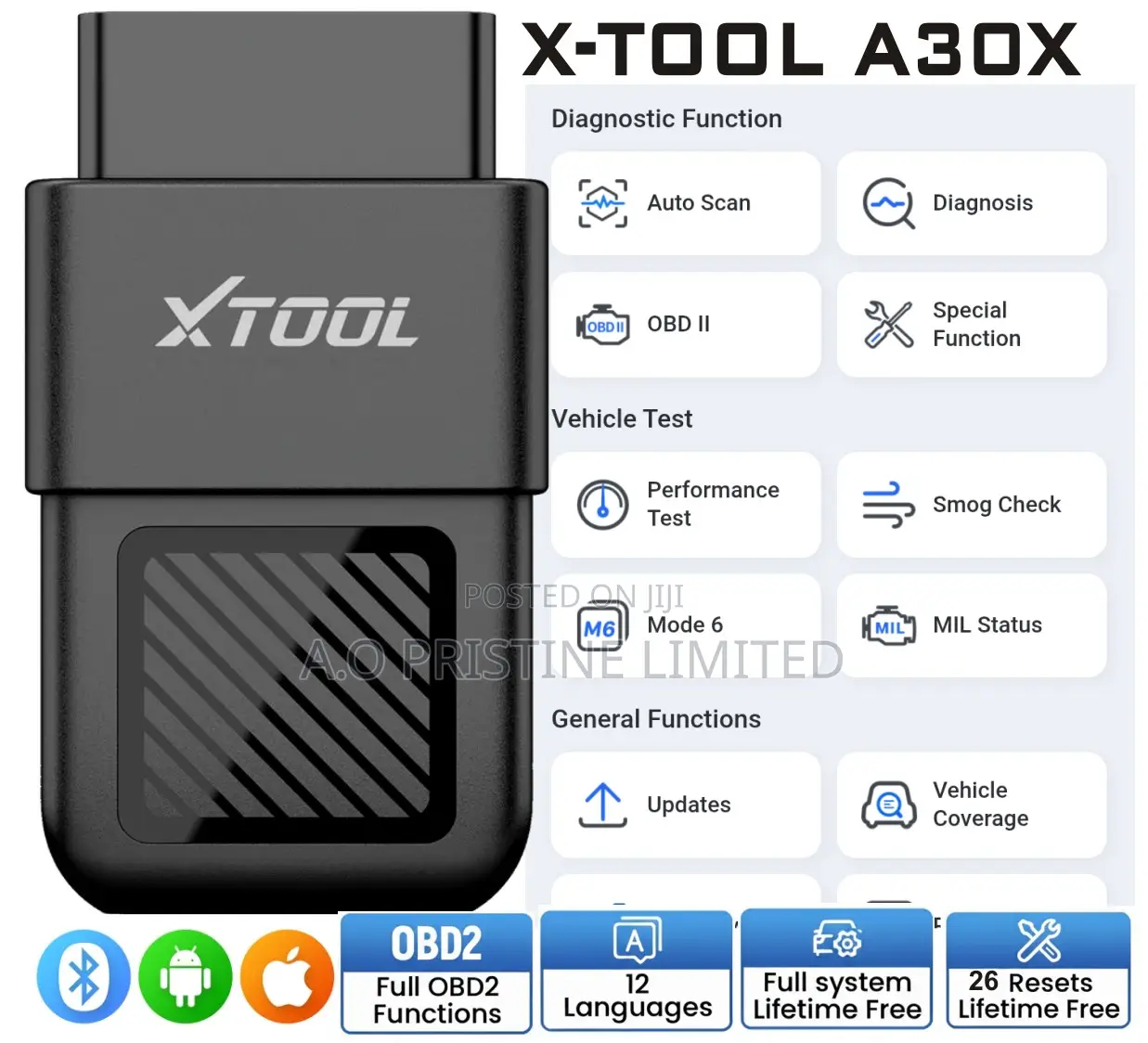 Xtool A30x Car Scanner With 31+ Services Reset Lifetime Free Update