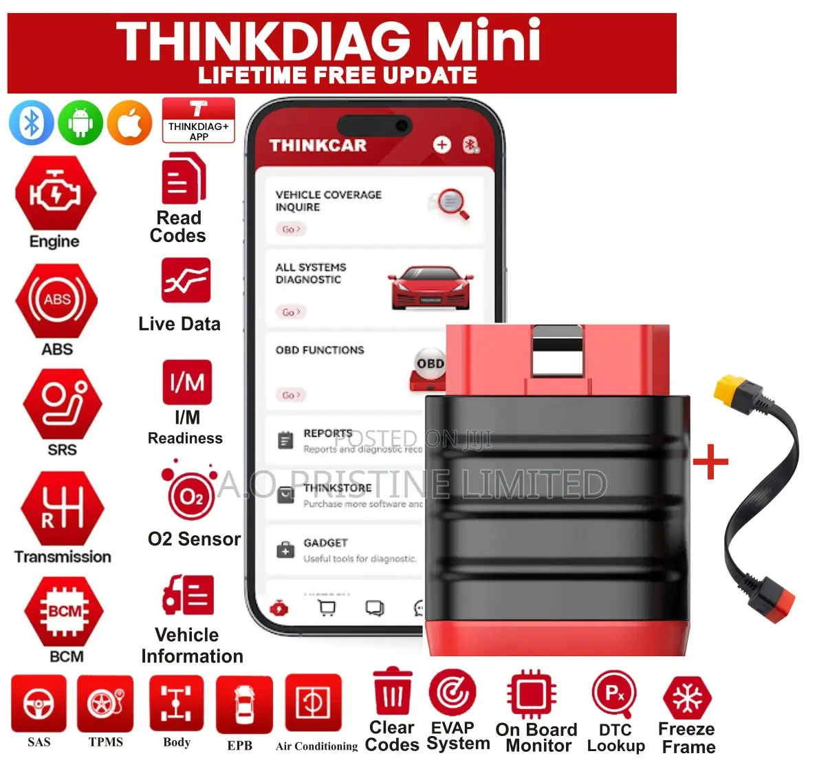 Thinkdiag Mini Full System Car Scanner With Obd Extension Cable