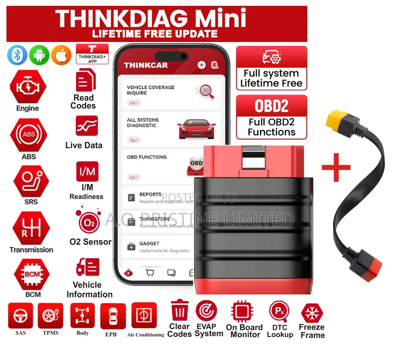 Thinkdiag Mini Full System Car Scanner With Obd Extension Cable