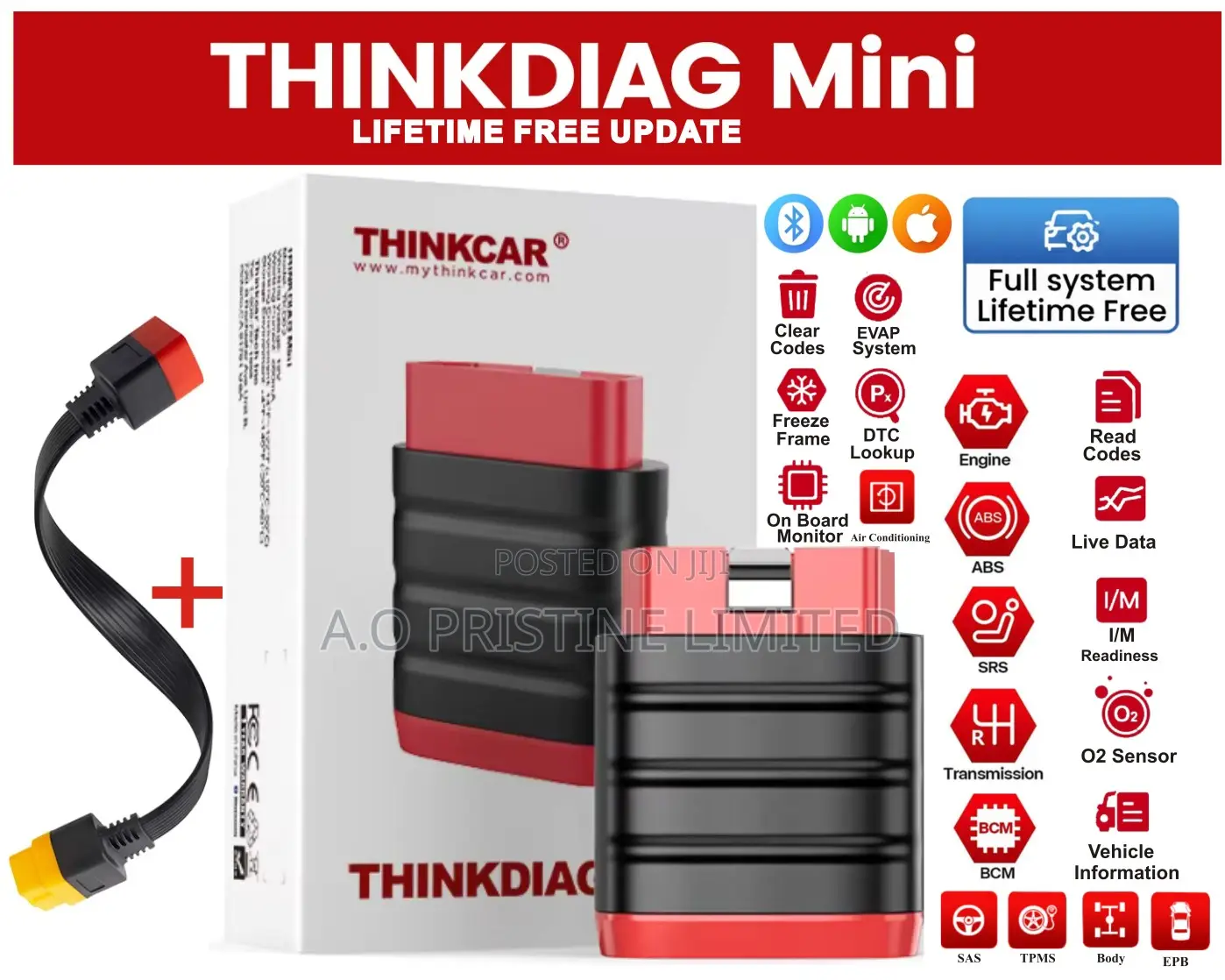Thinkdiag Mini Full System Car Scanner With Obd Extension Cable