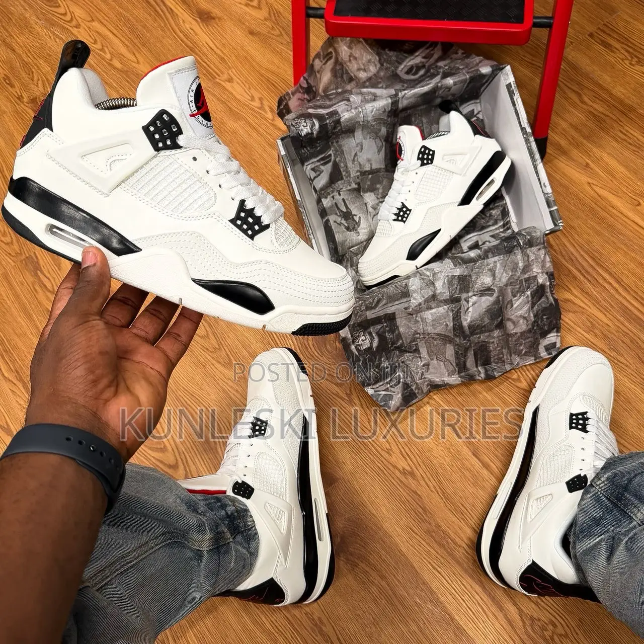 Original Air Jordan 4 Retro Flight Club White Sneakers