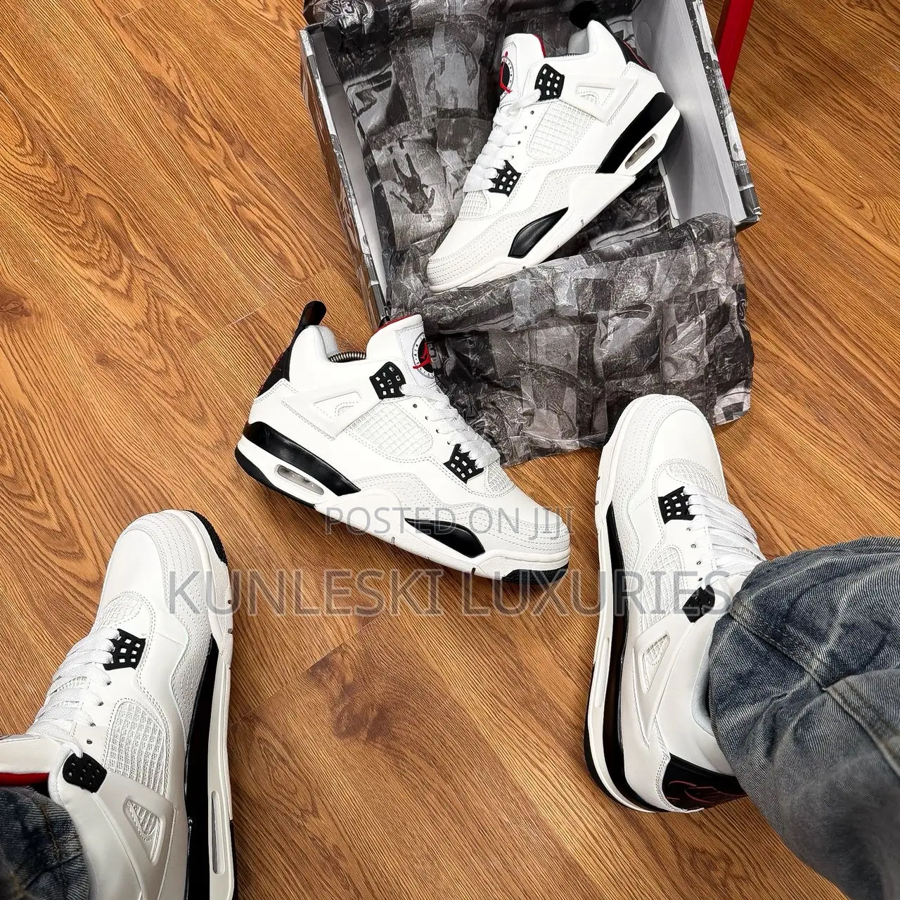 Original Air Jordan 4 Retro Flight Club White Sneakers