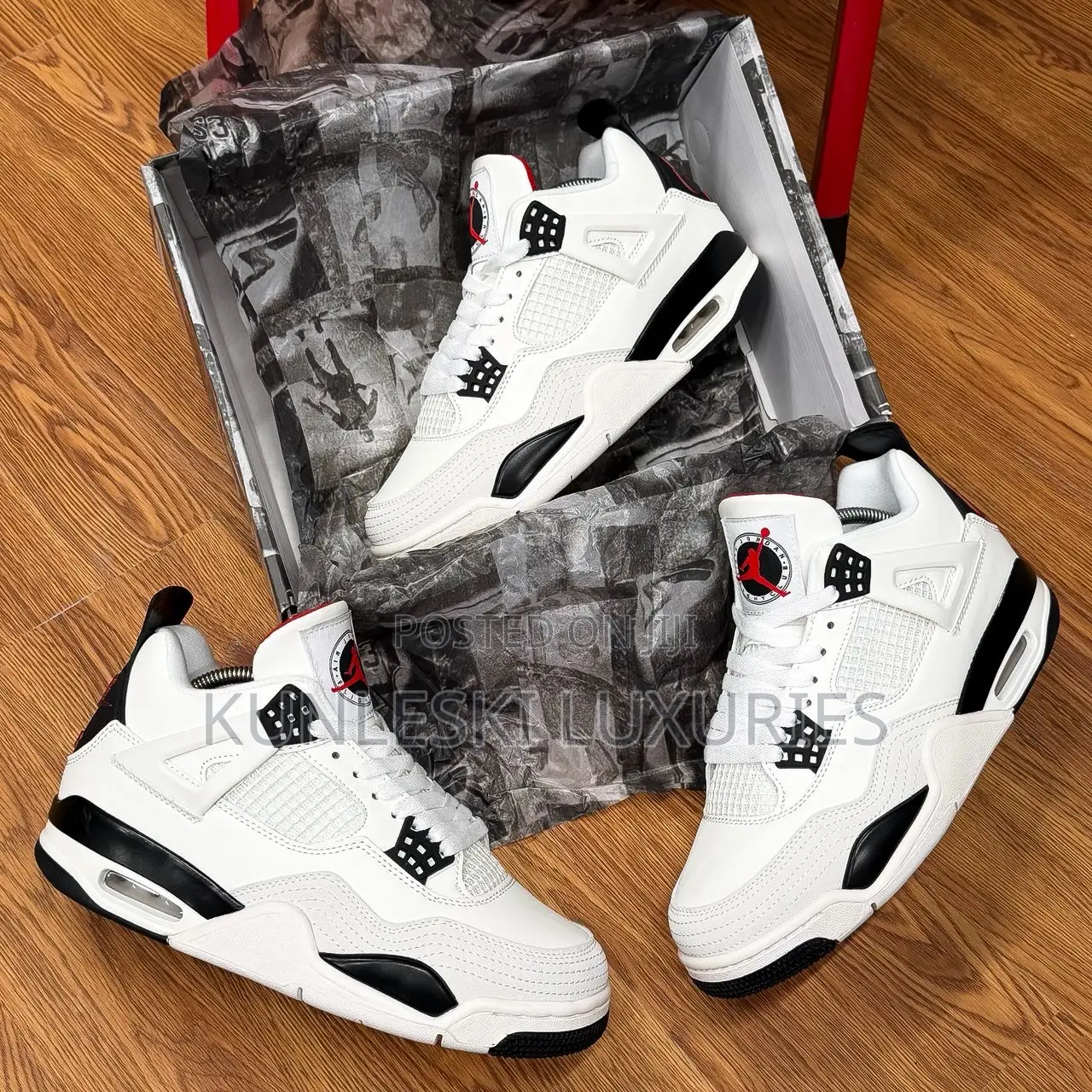 Original Air Jordan 4 Retro Flight Club White Sneakers