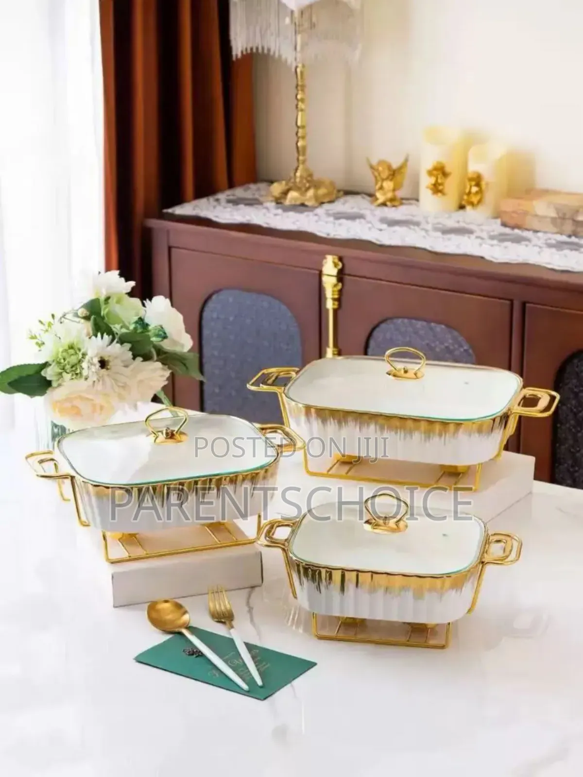 Set of 3 Ceramic Chaffing Dishes
