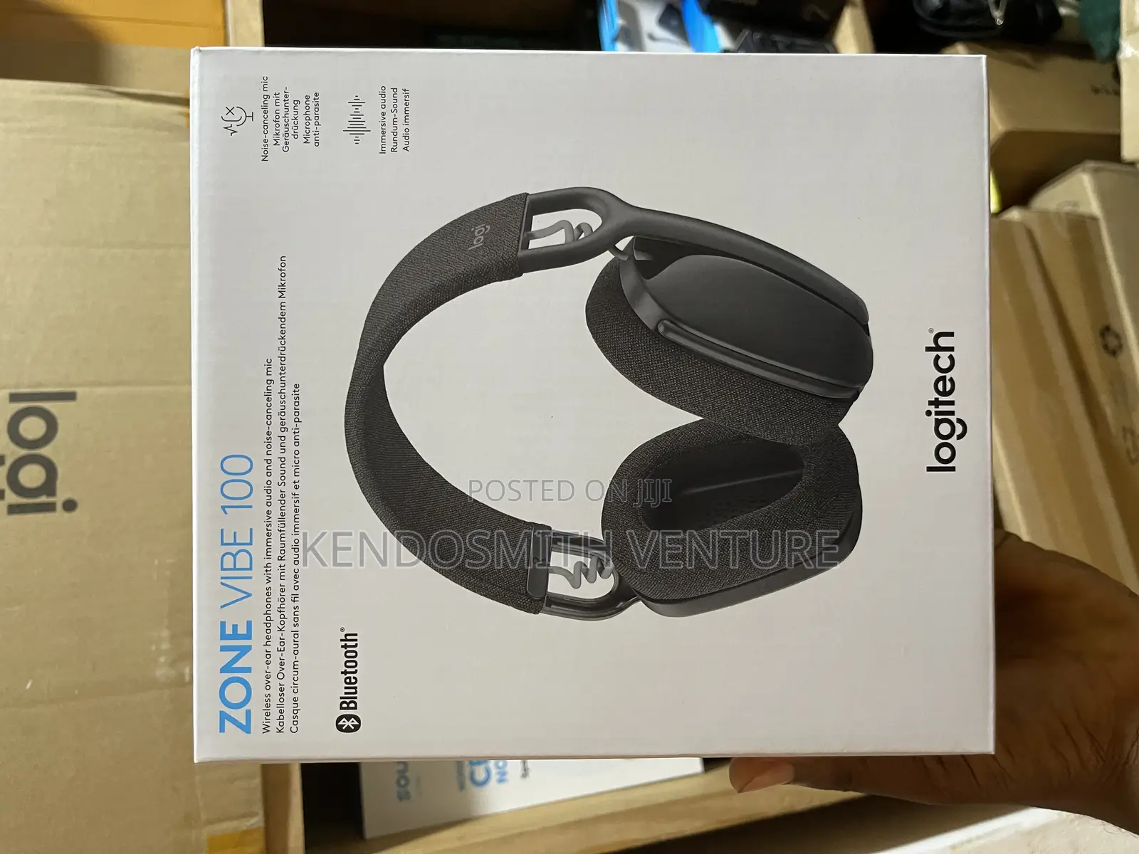 Logitech Zone Vibe 100 Wireless Bluetooth Headphones–Noise-Cancel Mic