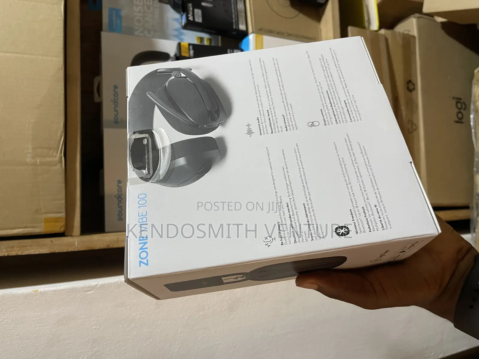 Logitech Zone Vibe 100 Wireless Bluetooth Headphones–Noise-Cancel Mic