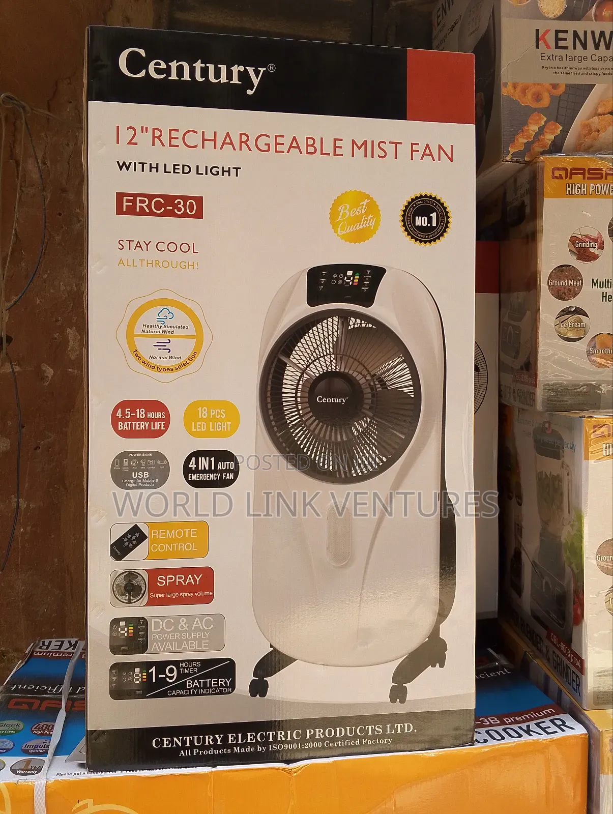Century 12" Rechargeable Mist Fan