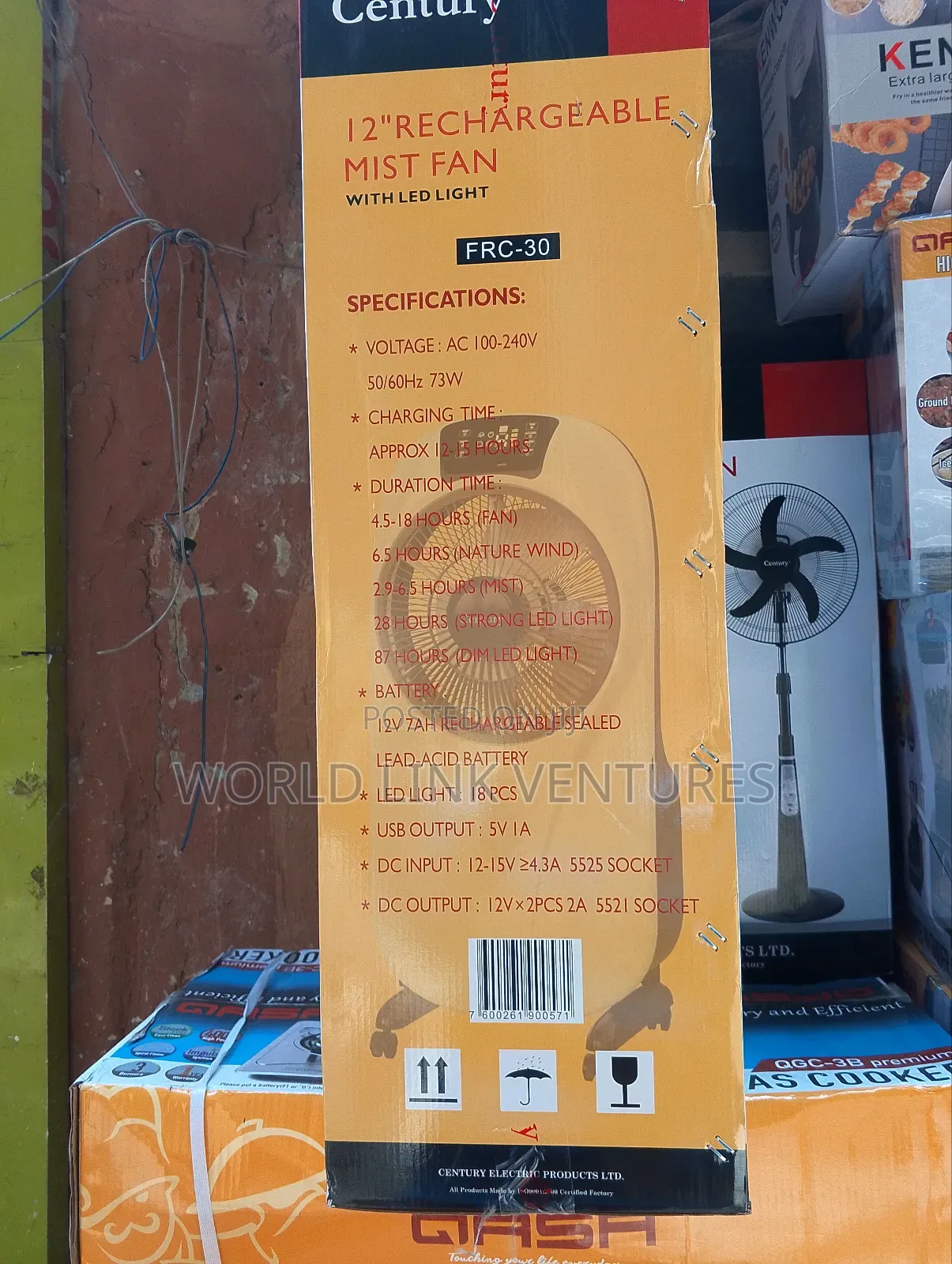 Century 12" Rechargeable Mist Fan