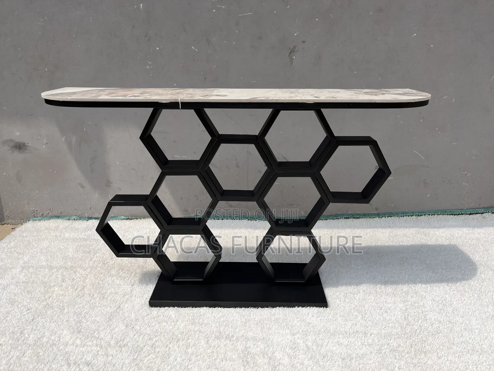 Modern Geometric Honeycomb Console Table - Brand New