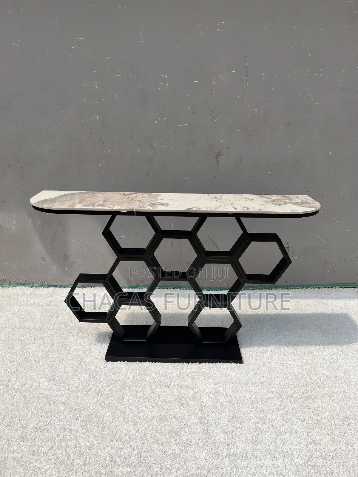 Modern Geometric Honeycomb Console Table - Brand New