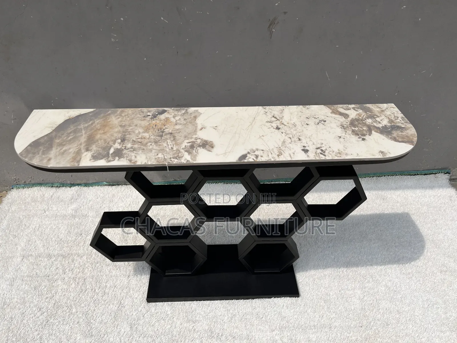 Modern Geometric Honeycomb Console Table - Brand New