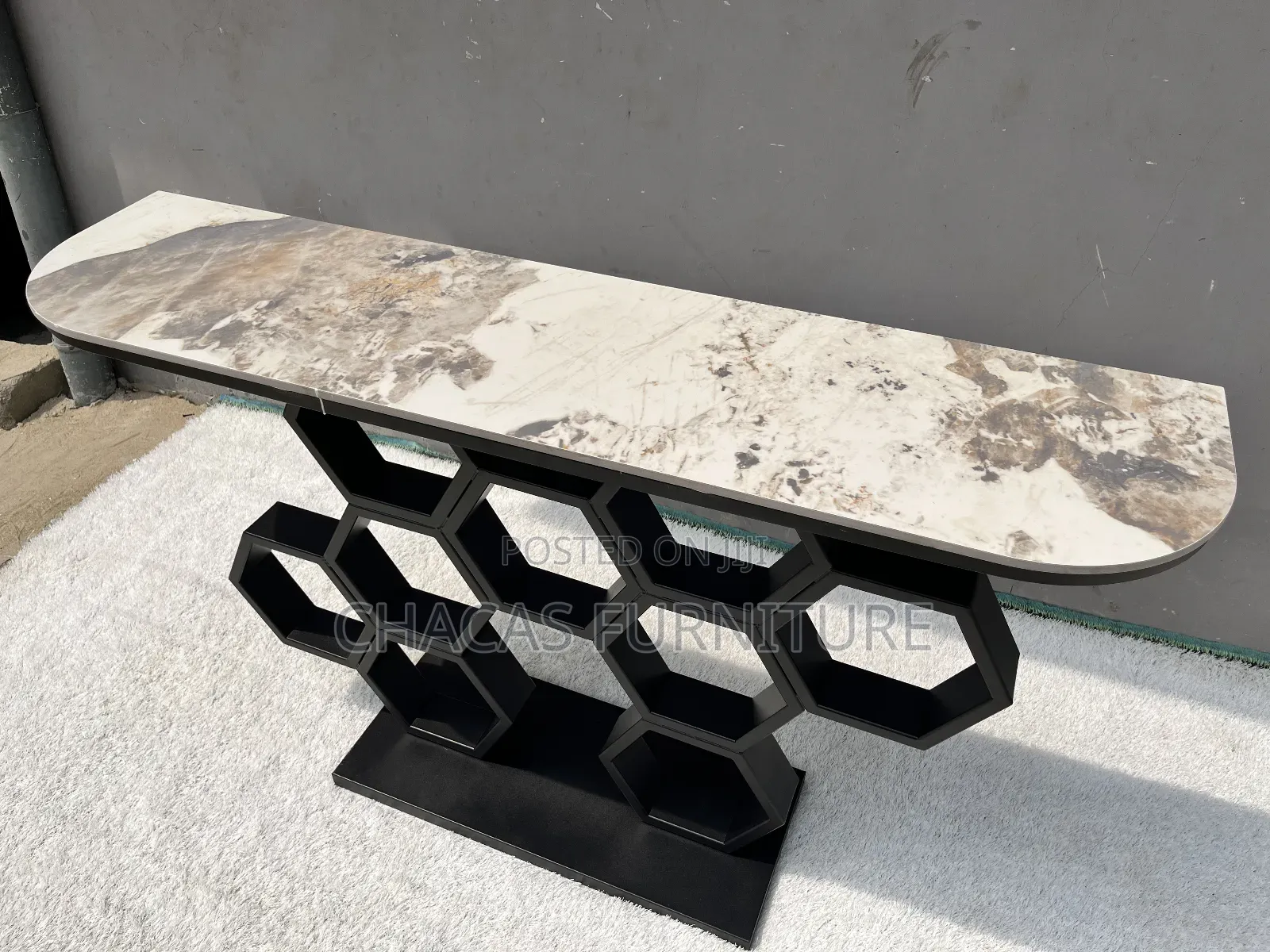 Modern Geometric Honeycomb Console Table - Brand New