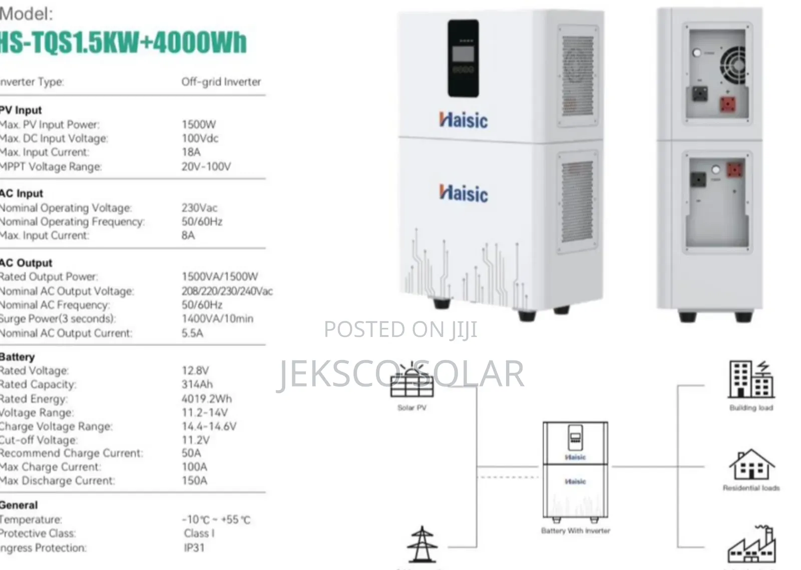 Haisic 4kw All in Solar Generator 1.5kva