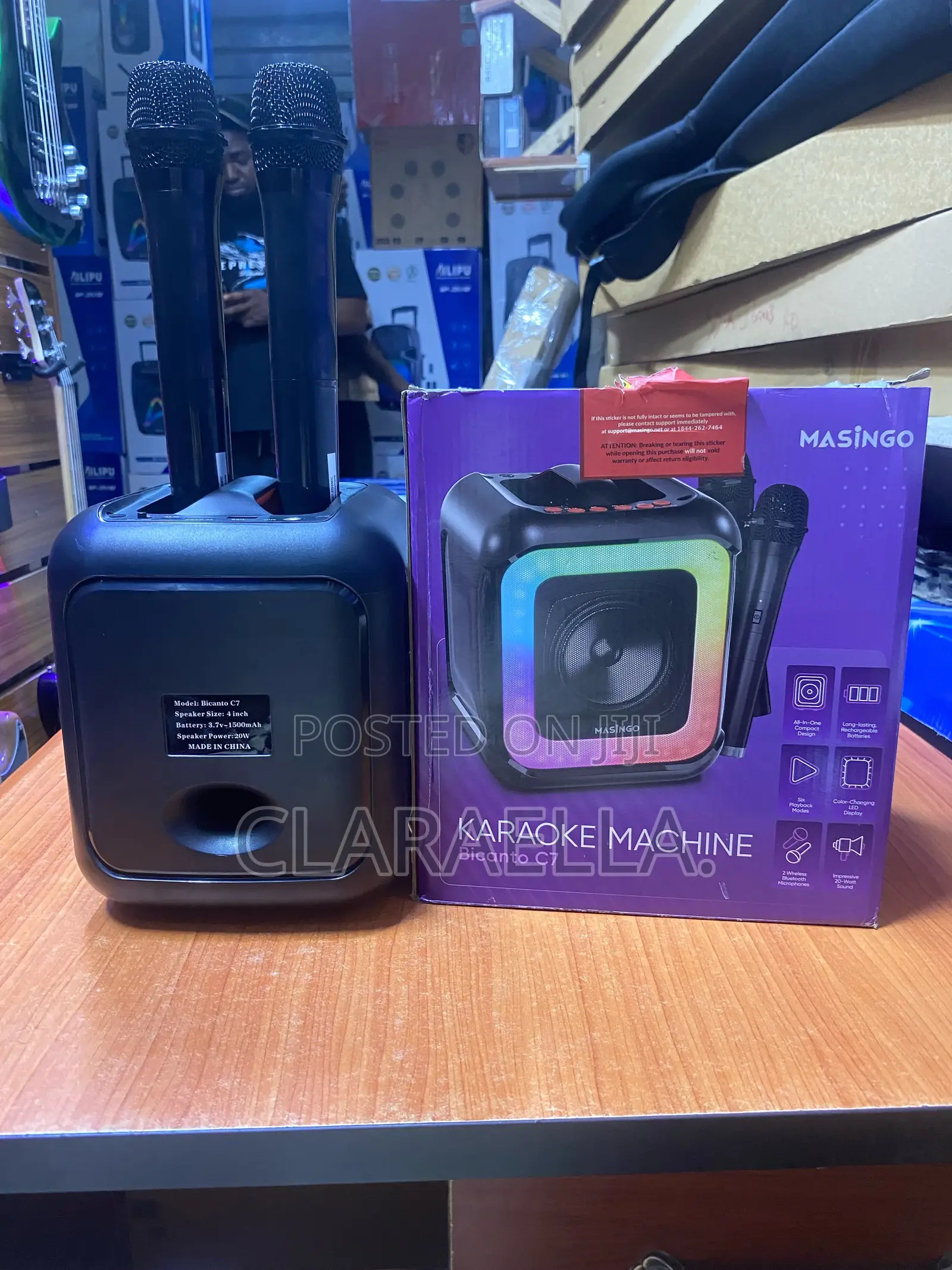 Bicanto C7 Portable Karaoke Machine With Two Wireless Microphones