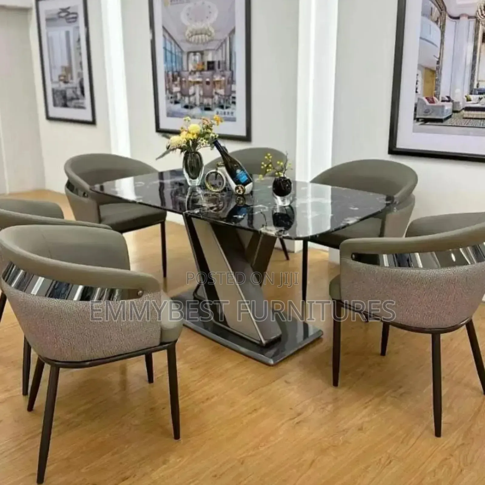Standard Quality Marble Top Dinning Table And Six Chairs.