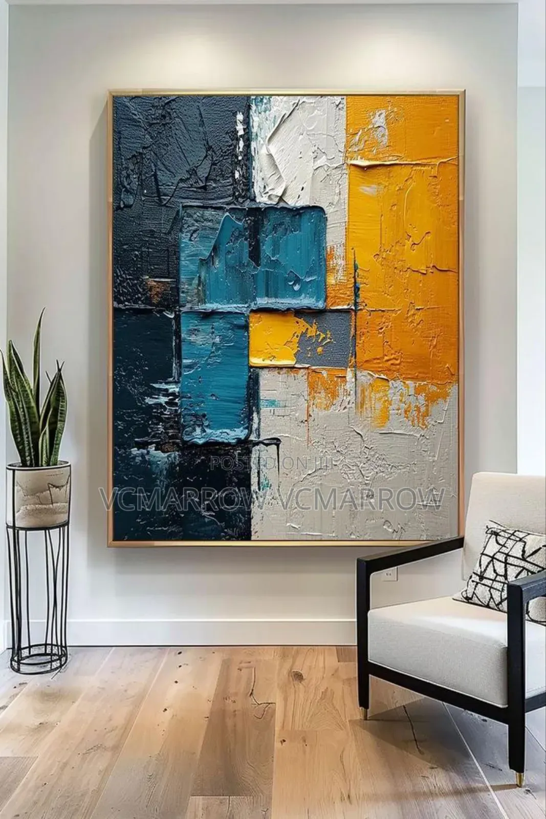 Textured Abstract Geometric Canvas Art