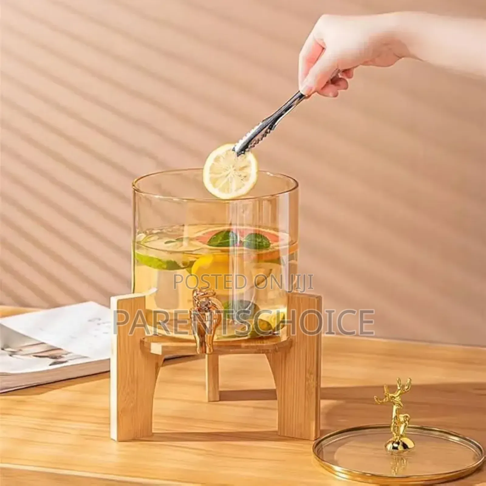Leomord Glass Beverage Dispenser With Bamboo Stand -3.6l Capacity