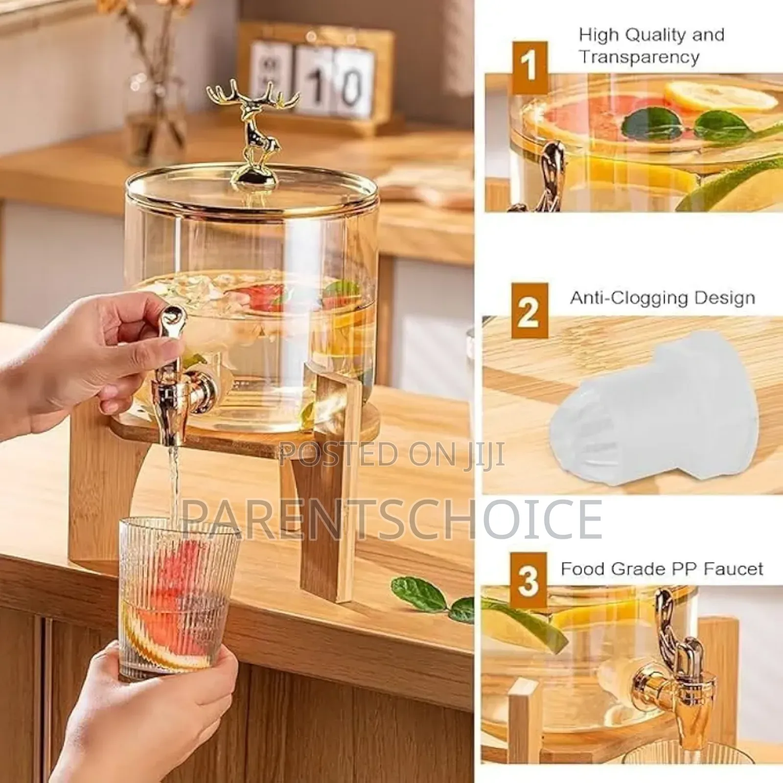 Leomord Glass Beverage Dispenser With Bamboo Stand -3.6l Capacity