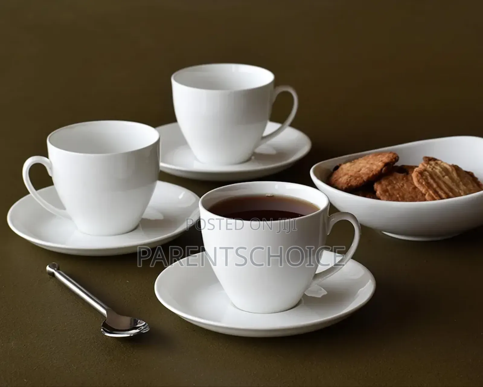 Fine Ceramic 6pcs Tea Cup and 6pcs Saucer Set White 280 Ml