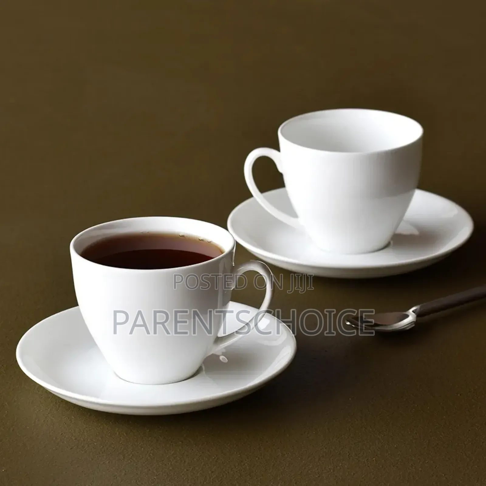 Fine Ceramic 6pcs Tea Cup and 6pcs Saucer Set White 280 Ml