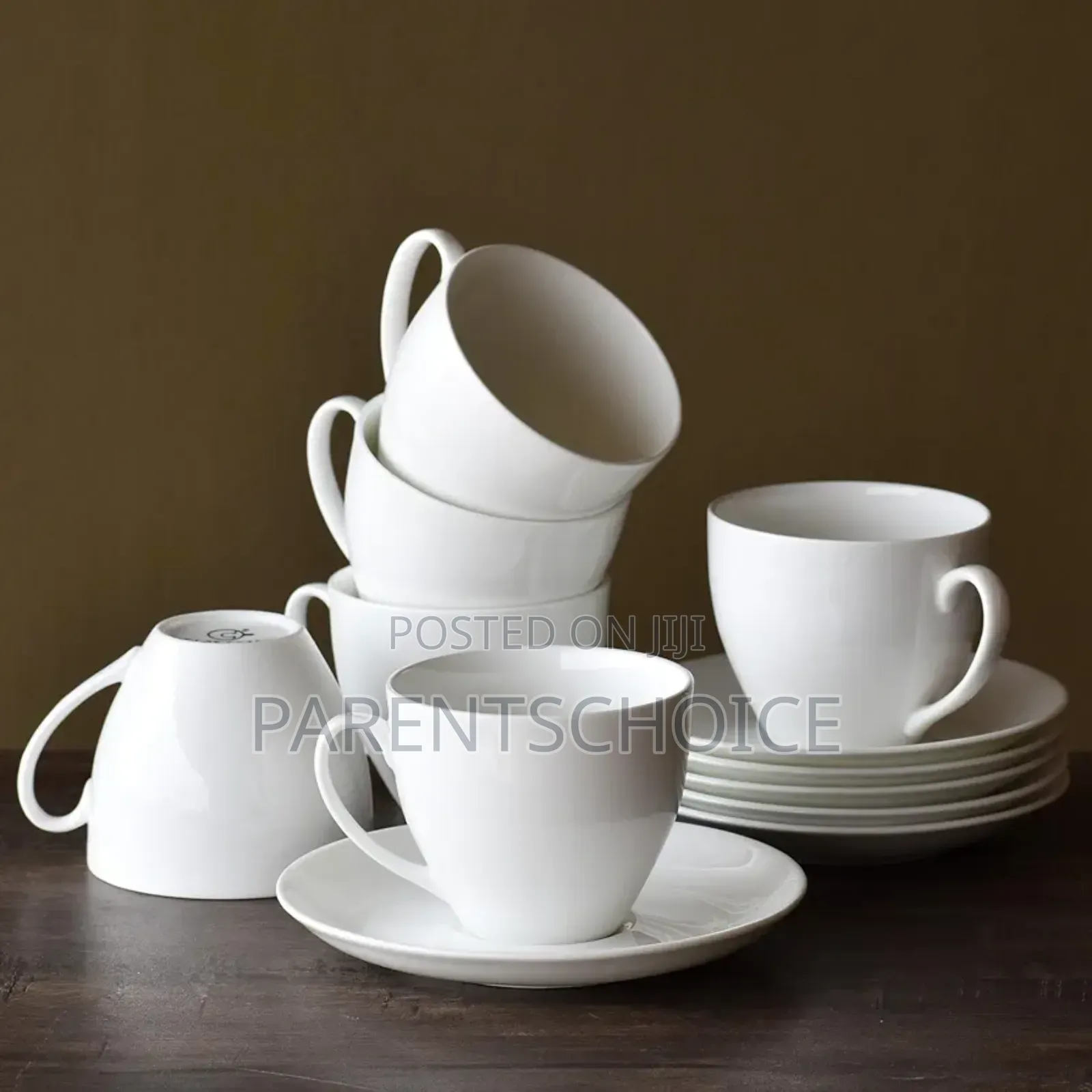 Fine Ceramic 6pcs Tea Cup and 6pcs Saucer Set White 280 Ml
