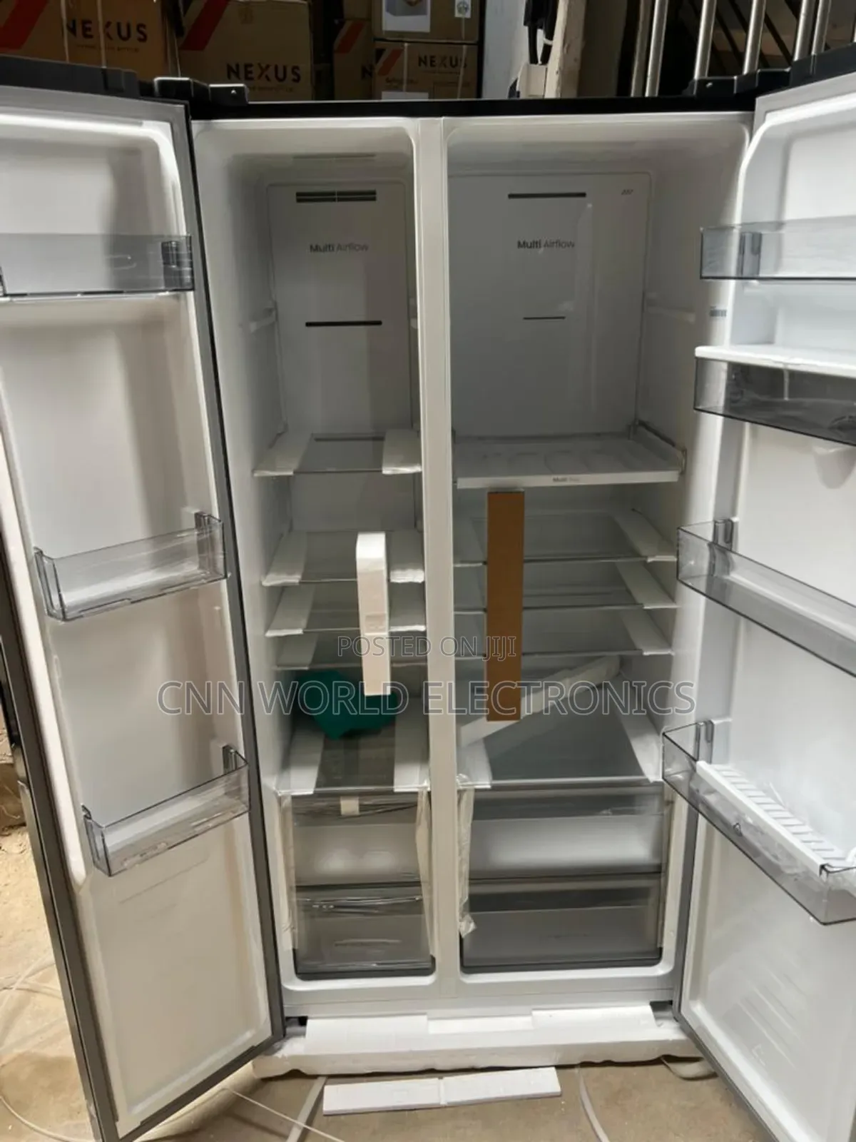 New Hisense Side by Side Fridge With Dispenser 529l Black Mirror Face