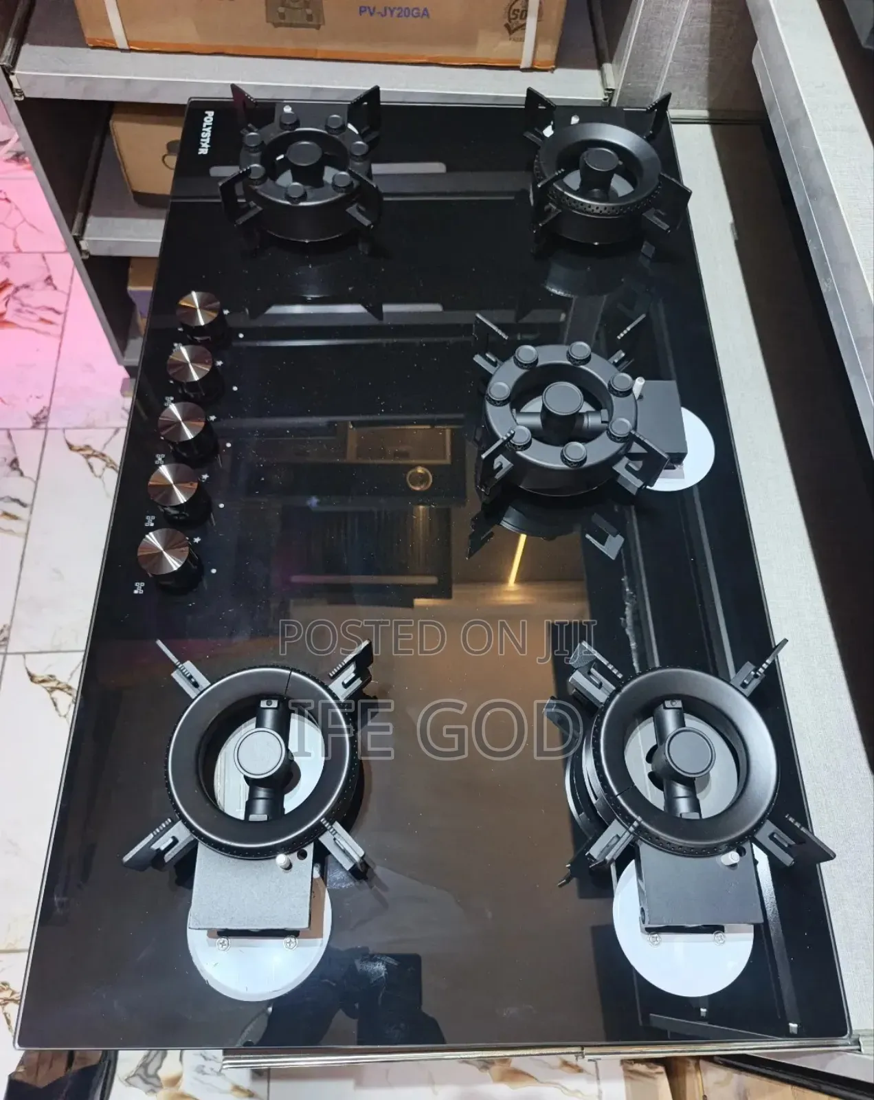 Original High Quality Polystar Built-in Flips Up Premium 5 Burners Gas