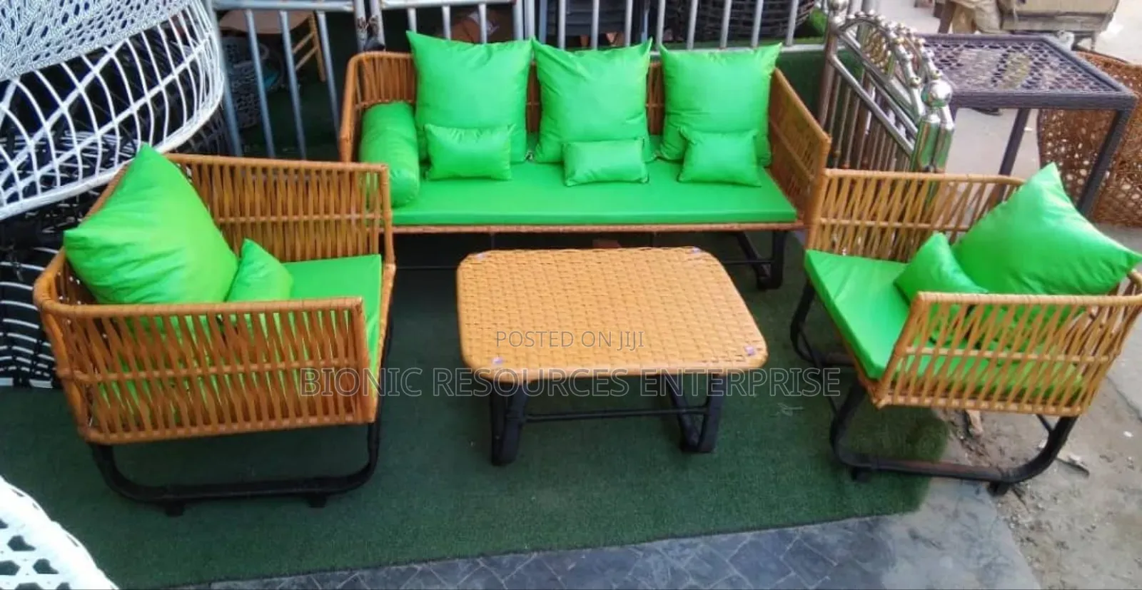 Rattan Outdoor Cushions With Green Foam