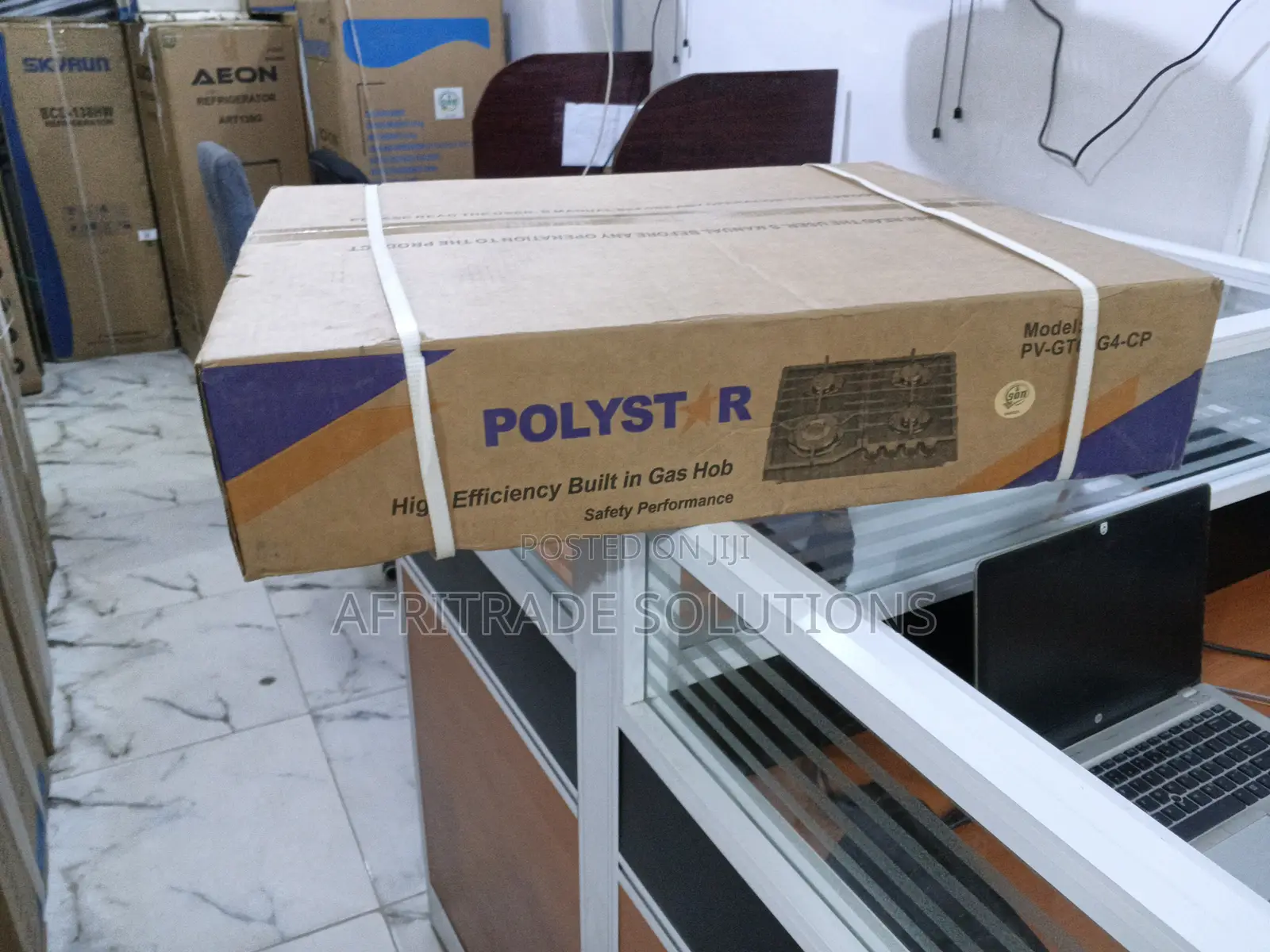 Polystar 4‐Burner Built‐In Gas Hob – Black Glass Finish