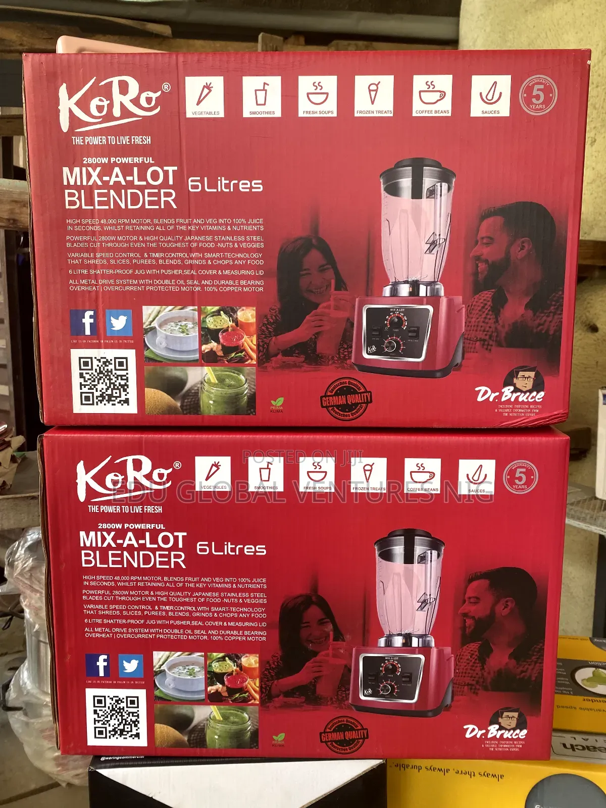 Koro Mix-a-Lot 6litres Commercial Professional Blender. 2800watts.