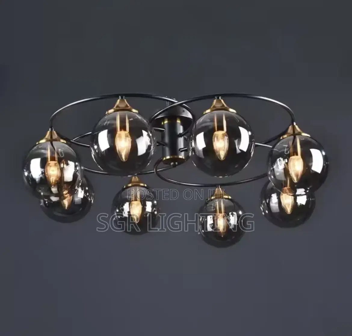 Smoky Gray/Amber Glass Ball Lampshade