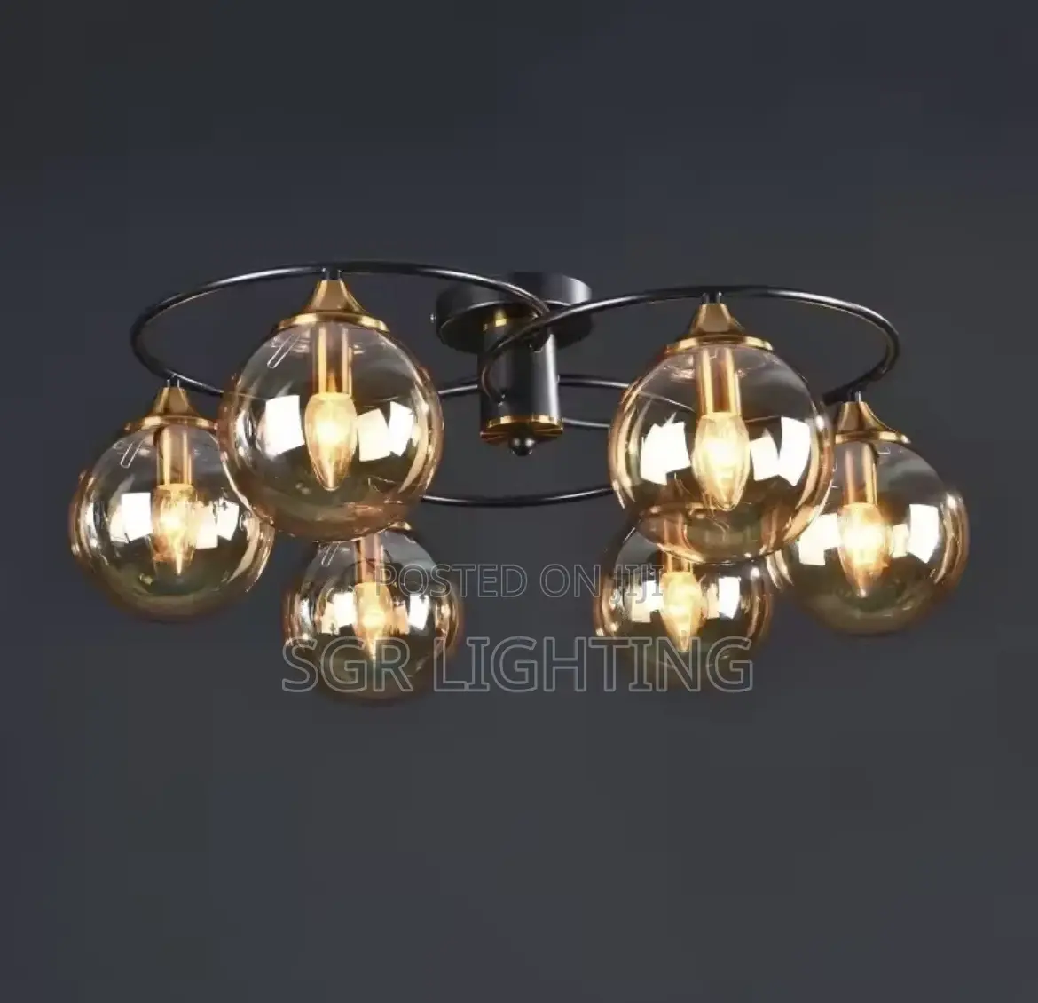 Smoky Gray/Amber Glass Ball Lampshade