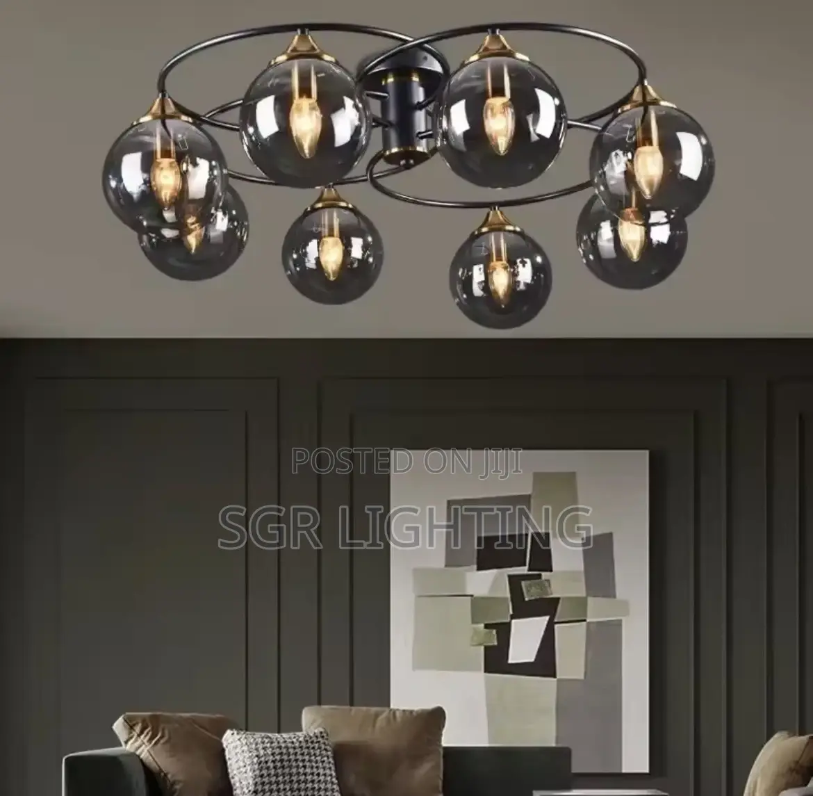 Smoky Gray/Amber Glass Ball Lampshade