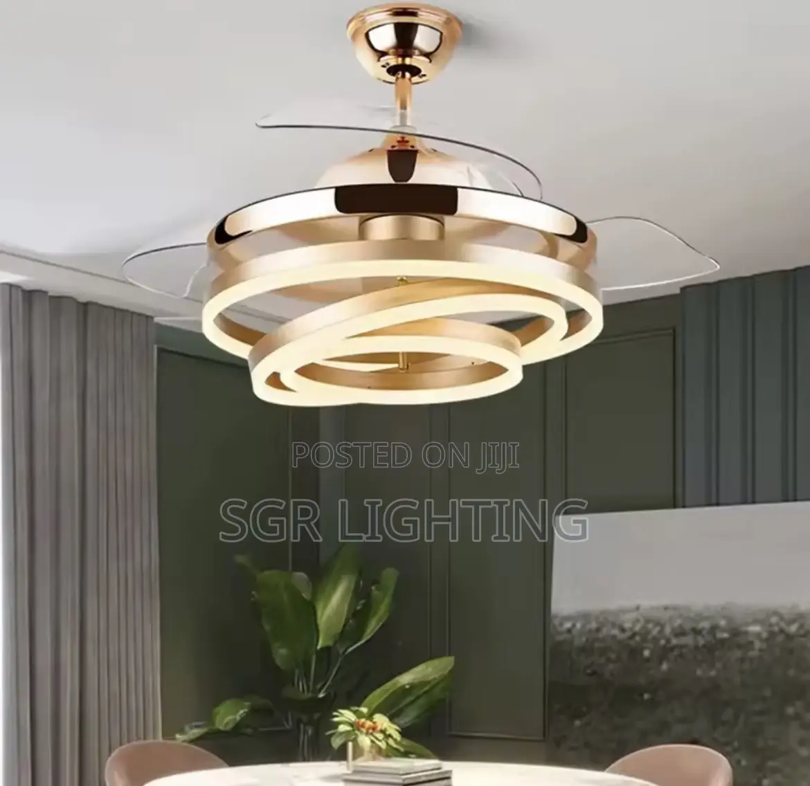 Luxury Ceiling Fan Light Bedroom Invisible Fan Light 6-speed Timer