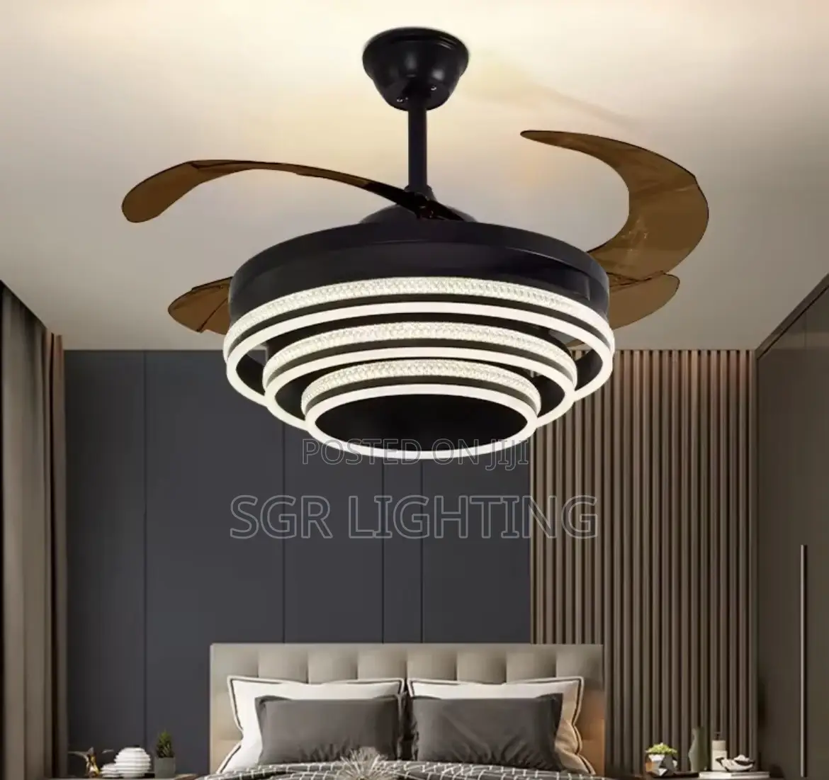Luxury Ceiling Fan Light Bedroom Invisible Fan Light 6-speed Timer