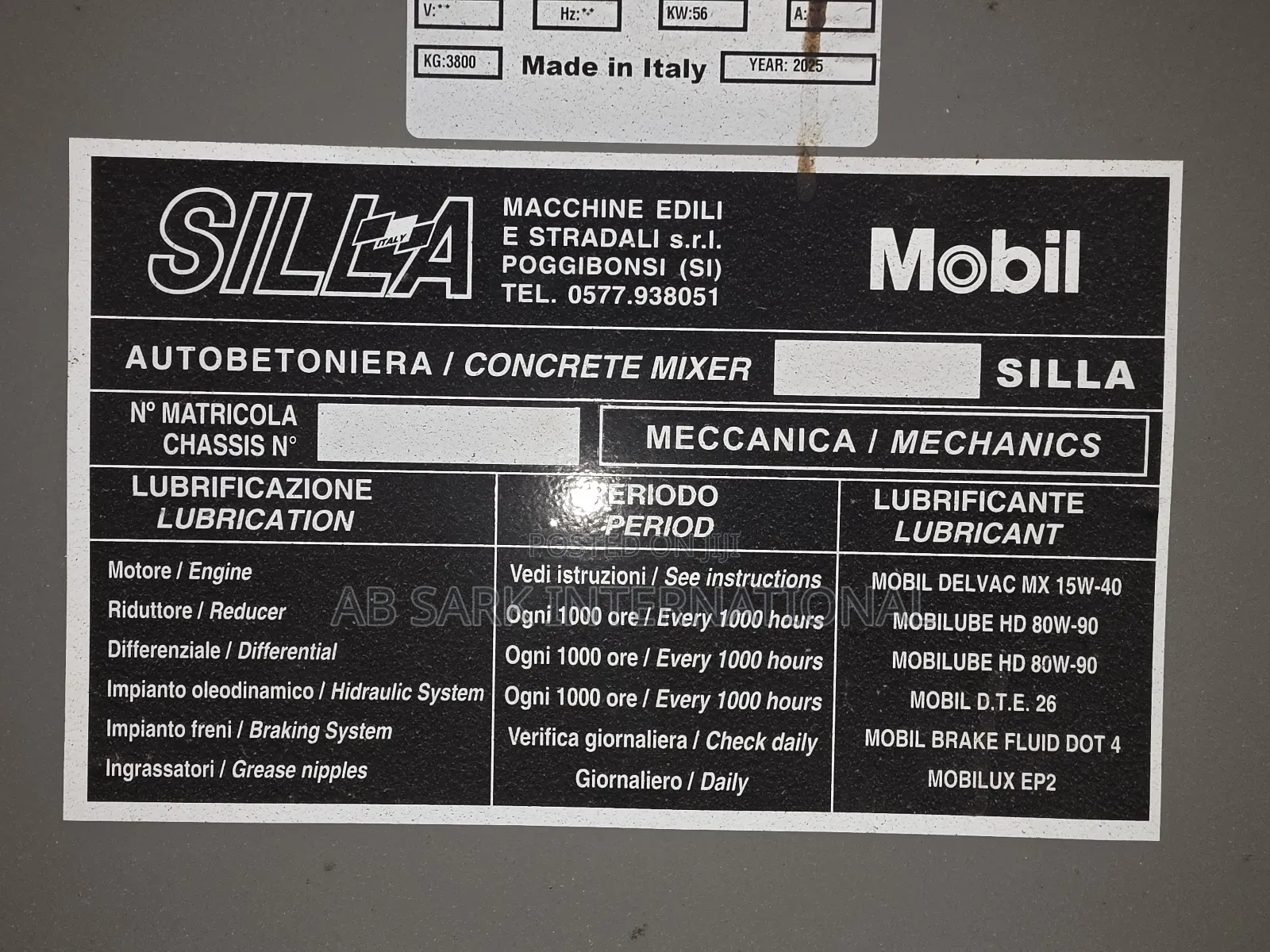 Db2500 Silla Self Loading Concrete Mixer (Made In Italy)